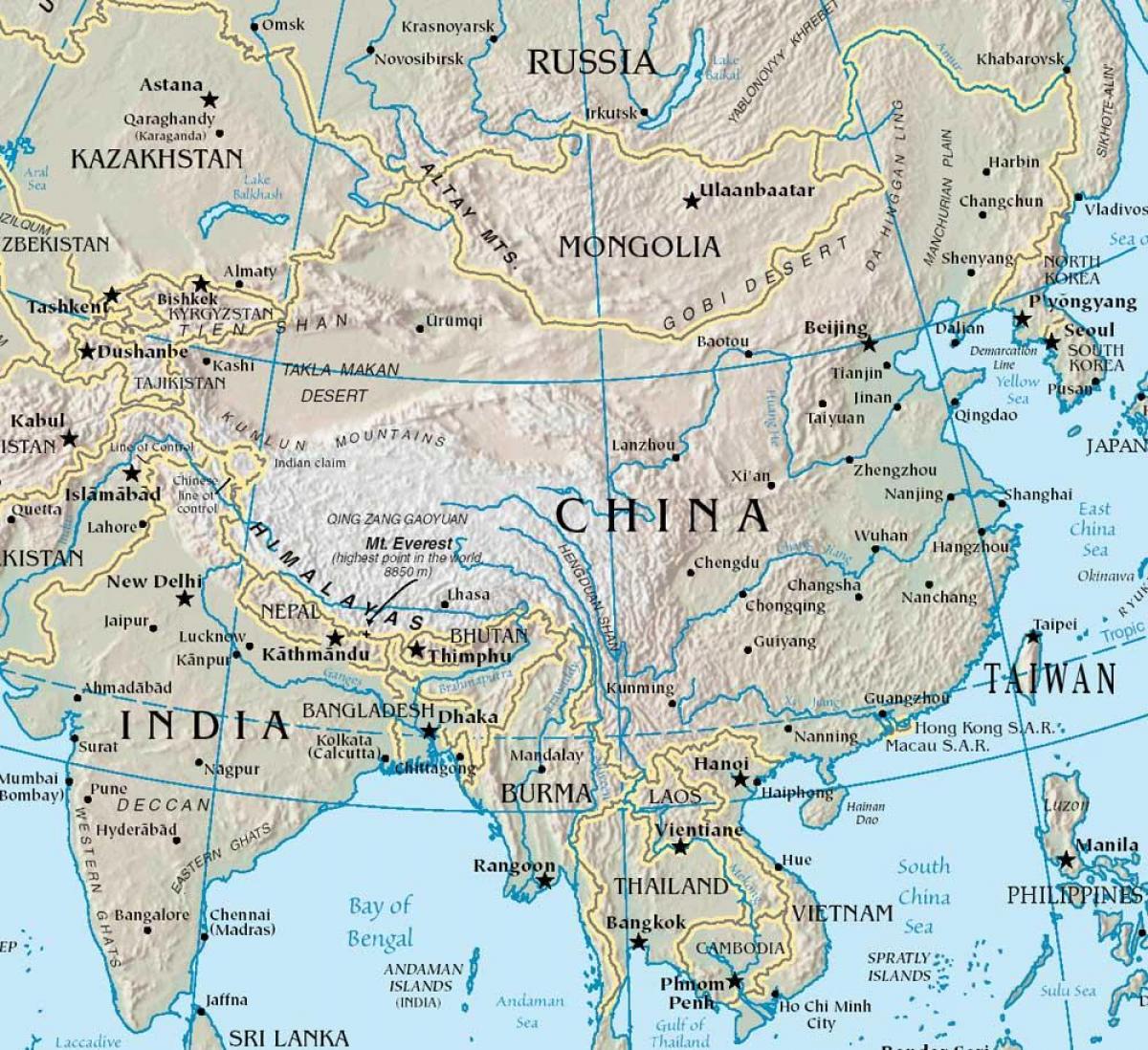 mapa ng China sa mga bundok