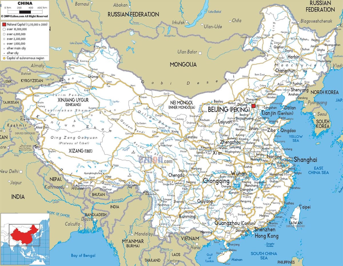 China mga kalsada mapa