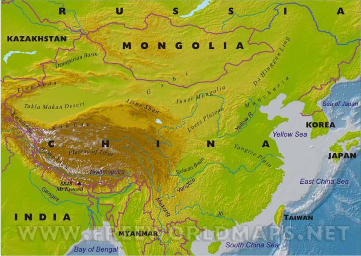 China mapa pisikal na