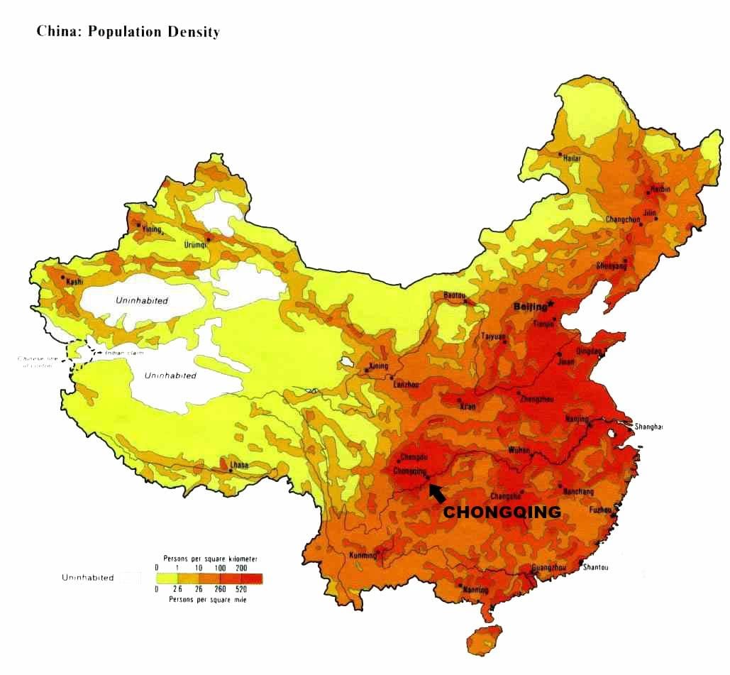 mapa populasyon ng China