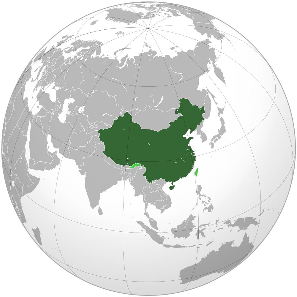 China sa mapa ng mundo