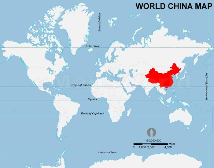 China sa mapa ng mundo