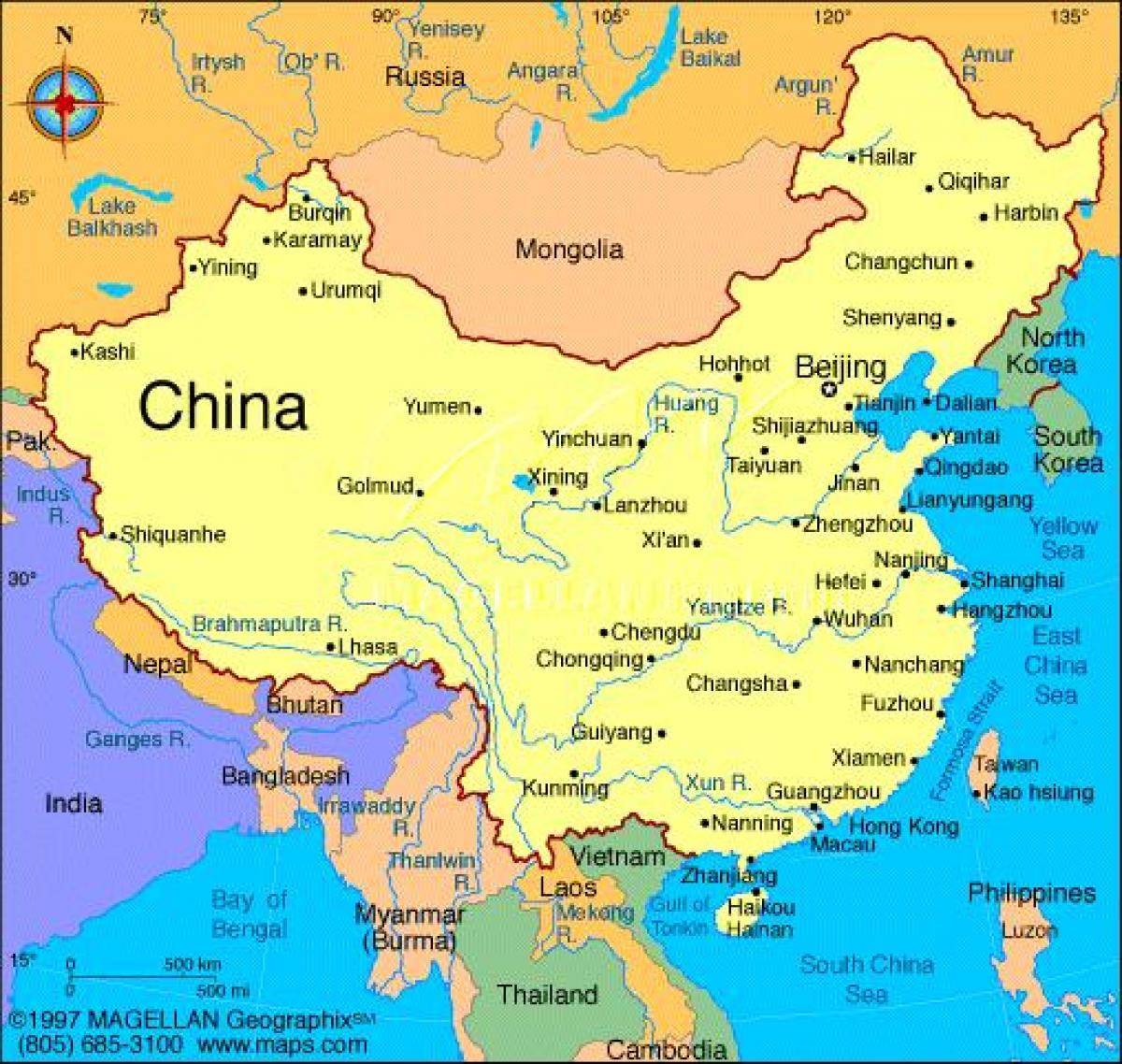 China detalyadong mapa