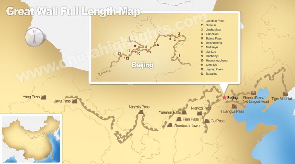 ang great wall ng China sa mapa