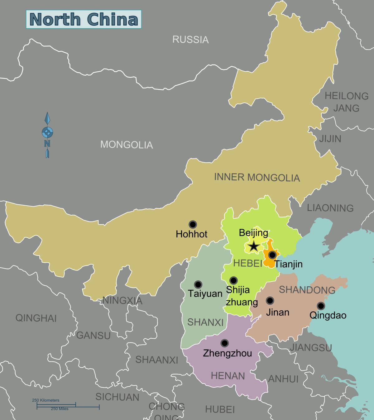 mapa ng hilagang Tsina