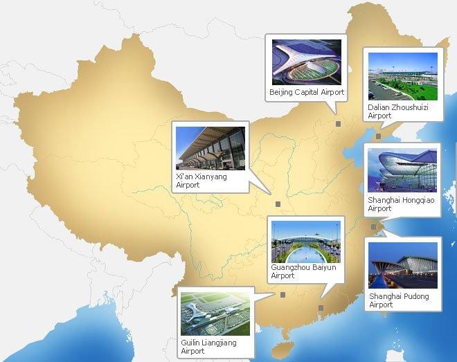 mapa ng China sa paliparan