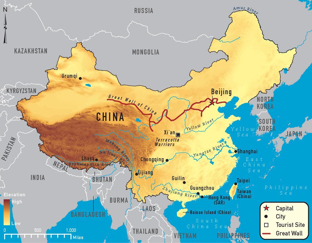 China ng mapa ng ilog