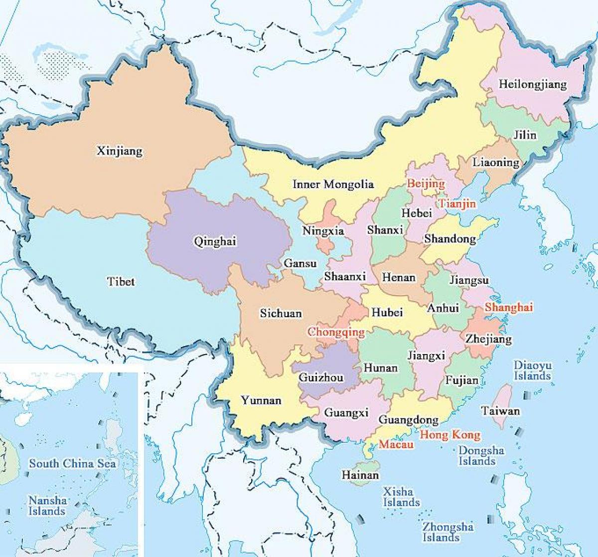 China mapa ng lungsod at lalawigan