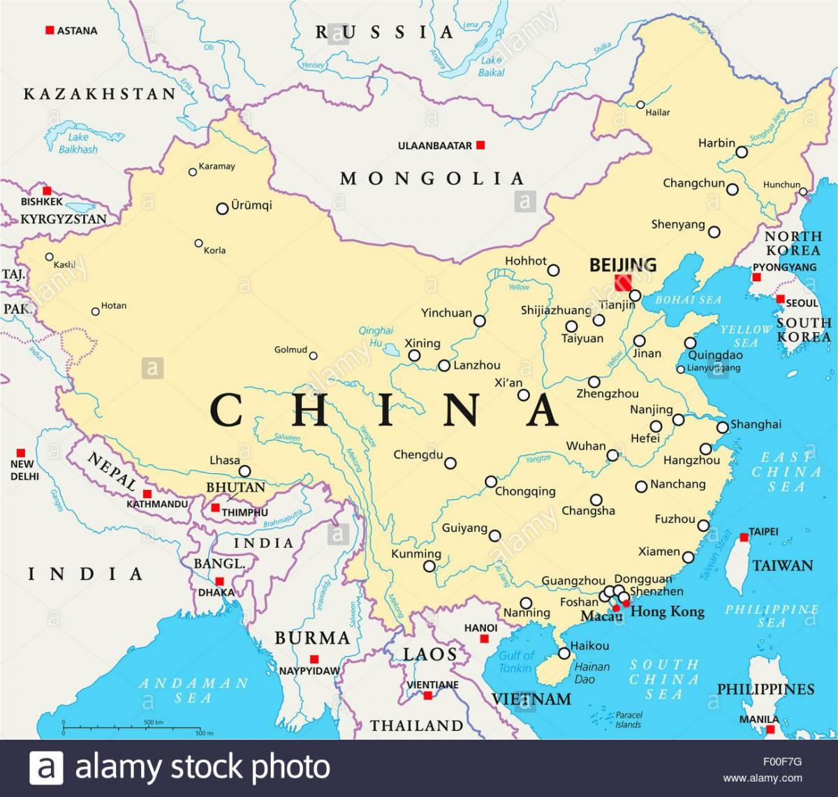 mapa ng China ang mga ilog