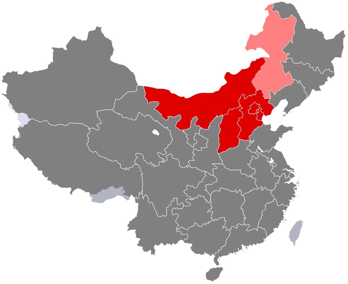 mapa ng hilagang Tsina