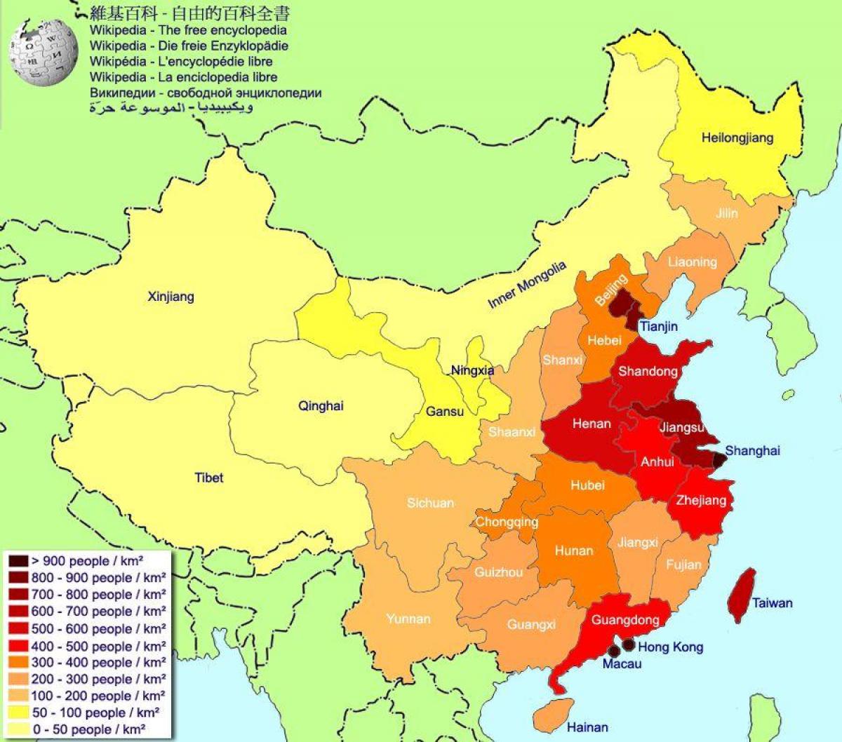 mapa ng populasyon ng China