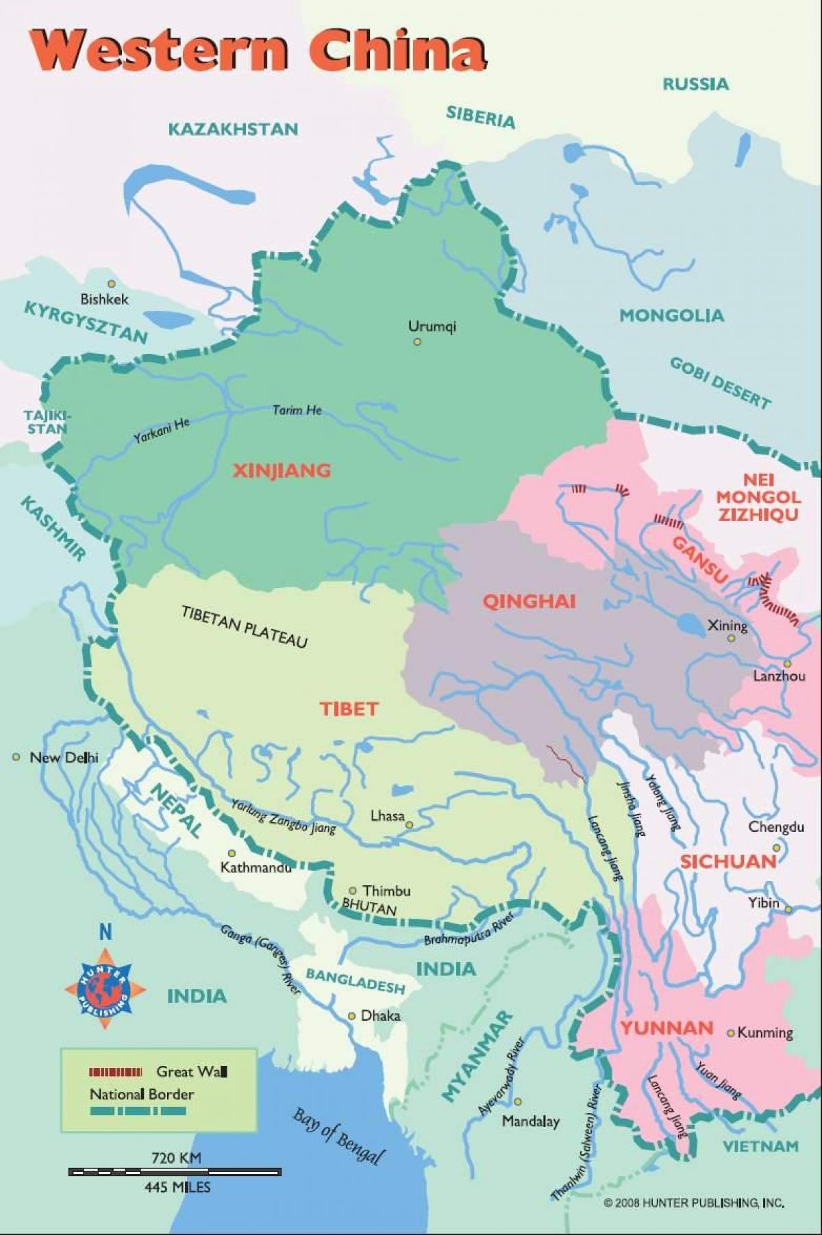 mapa ng kanlurang Tsina