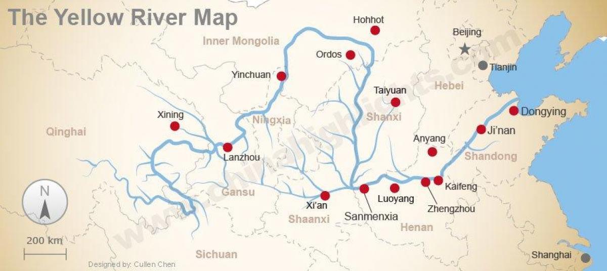 China mapa yellow river