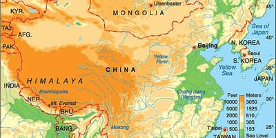 China elevation mapa