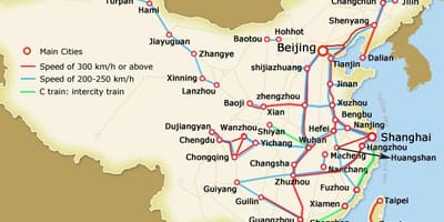 Bullet train China ng mapa