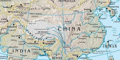 Mapa ng China sa mga saklaw ng bundok