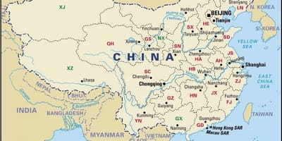 Mapa ng China sa mga lalawigan at mga capitals