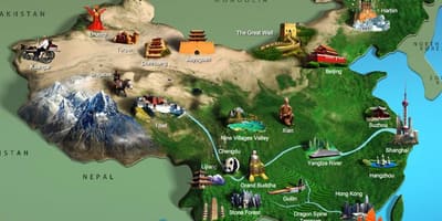 Mapa ng China sa mga atraksyong panturista
