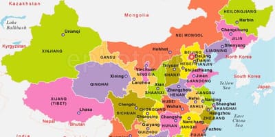 China mapa na may mga unidos