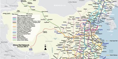 China mabilis na tren mapa