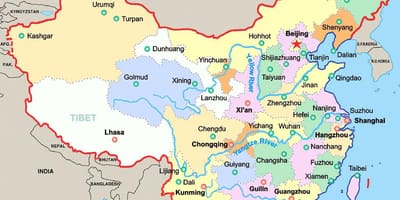 China mga pangunahing lungsod sa mapa