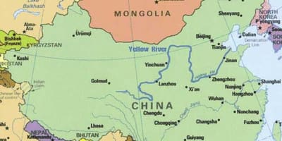 Yellow river sa China ng mapa